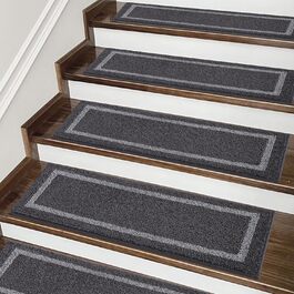 Килимок на сходи COSY HOMEER, 70x22 см, 15 шт., самоклеючий, антиковзкий, машинного прання, 100% поліестер, TPE-підкладка, чорний