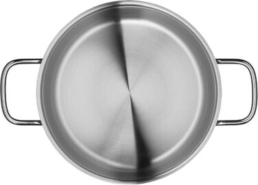 Набір каструль WMF Diadem Plus, 4 шт. з кришками з термостійкого скла, Cromargan® (нержавіюча сталь 18/10), широкі зливні краї, унікальний дизайн, технологія TransTherm® (підходить для всіх типів плит, включаючи індукційні), артикул 073044