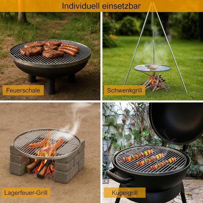 Німецький гриль-рошток з нержавіючої сталі AISI 201, діаметр 60 см. Круглий рошток для гриля, мангалу та вогнища. Харчовий, стійкий до корозії, гладка поверхня, легко миється.