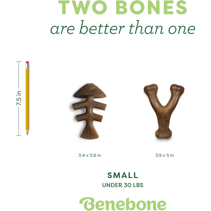 Benebone набір іграшок для собак, міцні кістки та палички для агресивних гризунів, смак риби, для малих порід