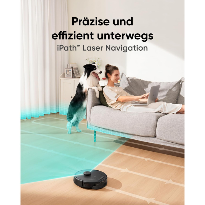 Робот-пилосос eufy L60 з потужністю всмоктування 5000Pa, iPath лазерна навігація, керування через додаток, для прибирання килимів, твердих підлог та волосся