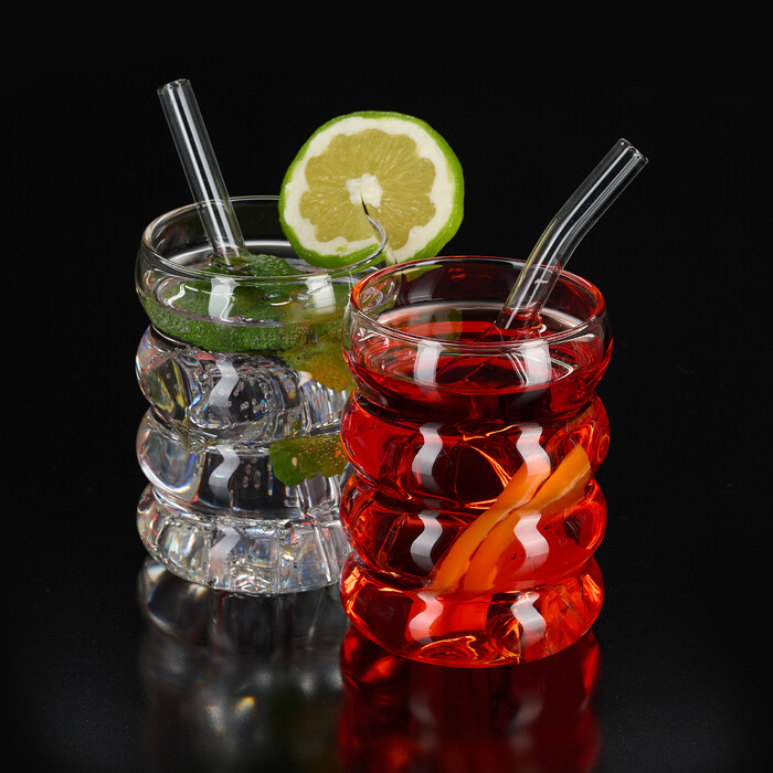 Set of 4 Decorative Ripple Glasses