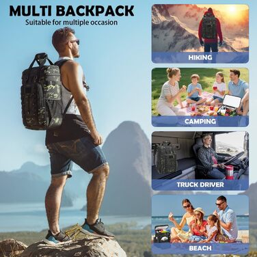 Терморюкзак для пікніка на 42 банки, чорний. Ізольований рюкзак для відпочинку, пляжу, кемпінгу, барбекю.