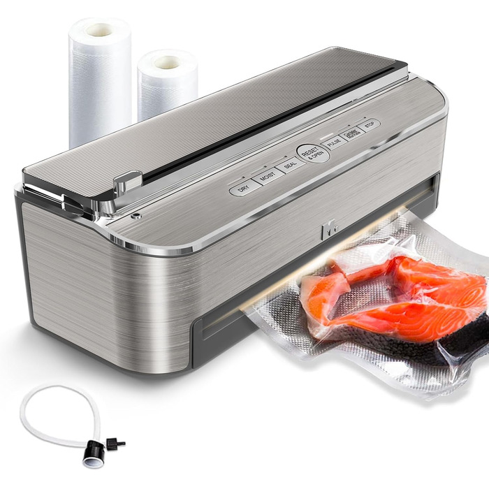 Вакуумний пакувальник Mesliese 120W з вбудованим ножем | Збереження продуктів від вологи | Срібний колір