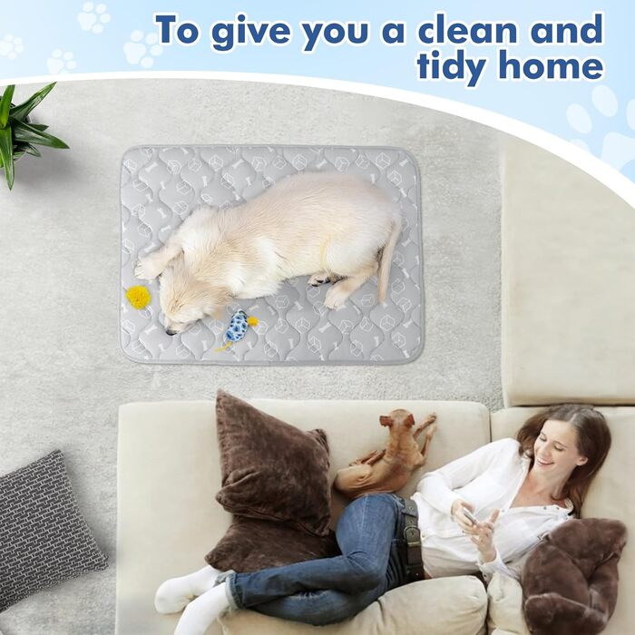 Rywell Cooling Mat for Dogs - Upgarde Colorfastness Thickening Washable Self-Cooling Cold 70×90cm Dog Mat - Non-Slip Soft Water-Absorbing Odorless Summer Dog Blanket for Dogs Cats - L - Grey