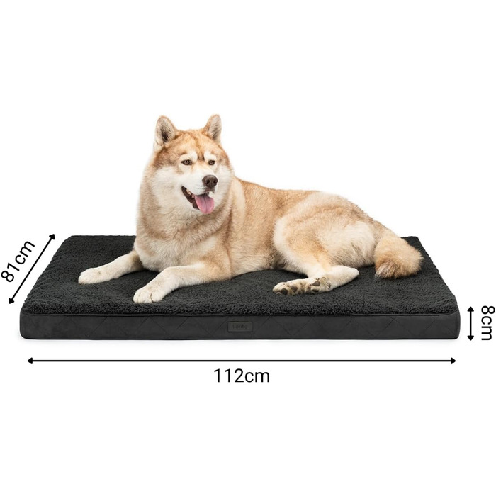 Ортопедичне ліжко для собак Lionto, 112x81x8 см, чорне. М'яке, знімний чохол, водонепроникне, для собак та котів