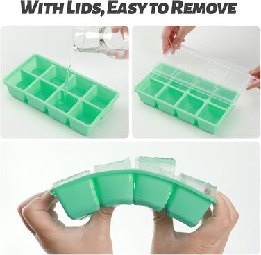 Форми для льоду JRISBO (2 шт.) XL, 4.5 см, BPA-Free, Силікон, для коктейлів, віскі, кави (світло-зелені)