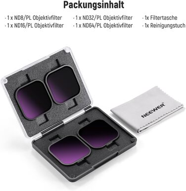 Набір фільтрів ND та CPL NEEWER для Insta360 Ace Pro: ND16, ND32, ND64, CPL – 4 шт.