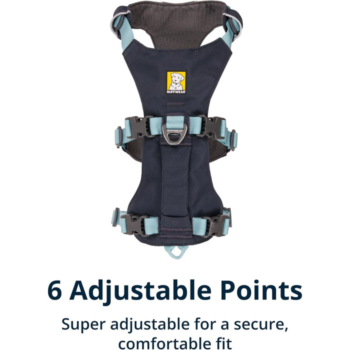 Шлейка для собак Ruffwear Flagline з ручкою, легка, регульована, 3 точки кріплення для повідка, посилена стрічка, міцний металевий V-кільце, Базальтовий сірий, розмір Small