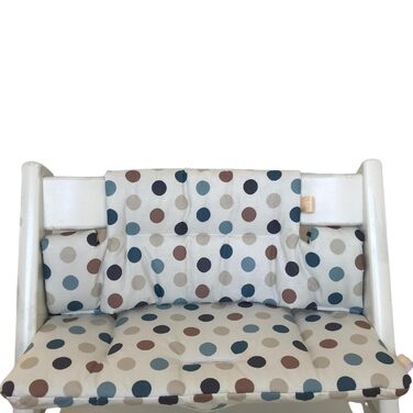 LUCCA kids Seat Cushion for Stokke Tripp Trapp High Chair - laminated coating for easy cleaning (Jungle turquoise) (dots blue, beige)