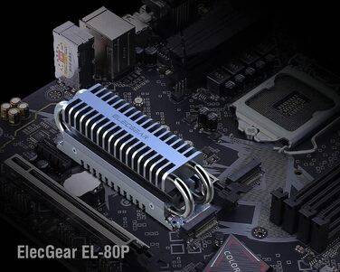 Радіатор охолодження SSD M.2 2280 ElecGear EL-80P з Heatpipe та двошаровим алюмінієвим радіатором для NVMe/SATA SSD