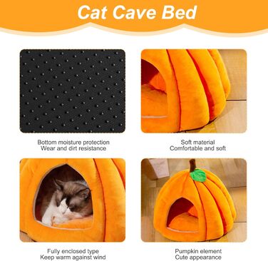 Кішка Будиночок-Печера для котів у формі гарбуза, теплий та м'який, для дому, (L)