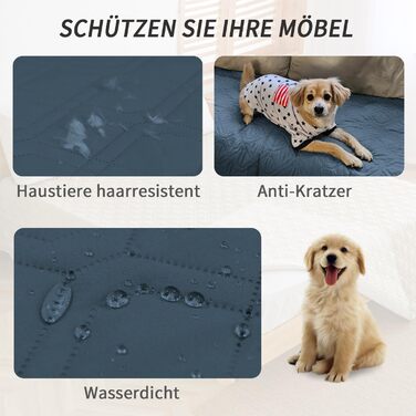 Водонепроникний килимок для собак - міцний килимок 173*203 см для активного відпочинку на вулиці. Машинне прання, двосторонній килимок для собак та котів (Темно-синій + Світло-синій, 132x203 см)