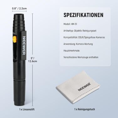 Набір для чищення оптики NEEWER 12-в-1: об'єктивів, камер, смартфонів + Lenspen, пуходуйка, спрей, серветки для сенсора
