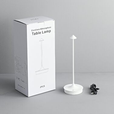 Світлодіодна настільна лампа Leomix бездротова з димером, акумуляторна, IP54, для ресторану, бару, саду, балкону, біла