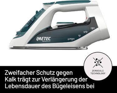 Пароочисник Imetec ZeroCalc Z1 2500 з технологією AntiCalc, нержавіюча сталева підошва з 2200 Вт, паровий удар 120 г, функція Calc-Clean, підошва з нержавіючої сталі