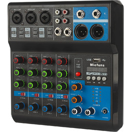 Міні аудіо DJ-мікшер 5-канальний з Bluetooth, USB, MP3, 48V фантомним живленням, стерео, для професійного студійного та сценічного використання, вечірок, KTV