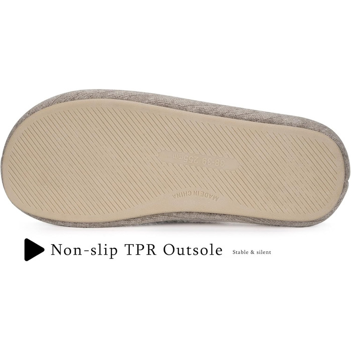 Тапочки жіночі Eagsouni з льону, зручні, з антиковзким покриттям, з піною Memory Foam, плоскі, для дому, теплі, (39/40 EU, Хакі)