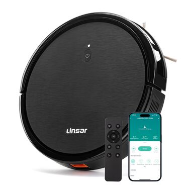 Робот-пилосос з функцією миття - 2в1. Робот-пилосос з додатком, акумулятором 120 хв, для килима, шерсті тварин та твердих підлог. З зарядну станцією та пультом дистанційного керування (Чорний)