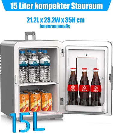 KESSER® Міні холодильник 2в1: охолодження та нагрівання, 15 літрів, портативний, AC/DC, 220-240V/12V, для авто, офісу, дому, кемпінгу