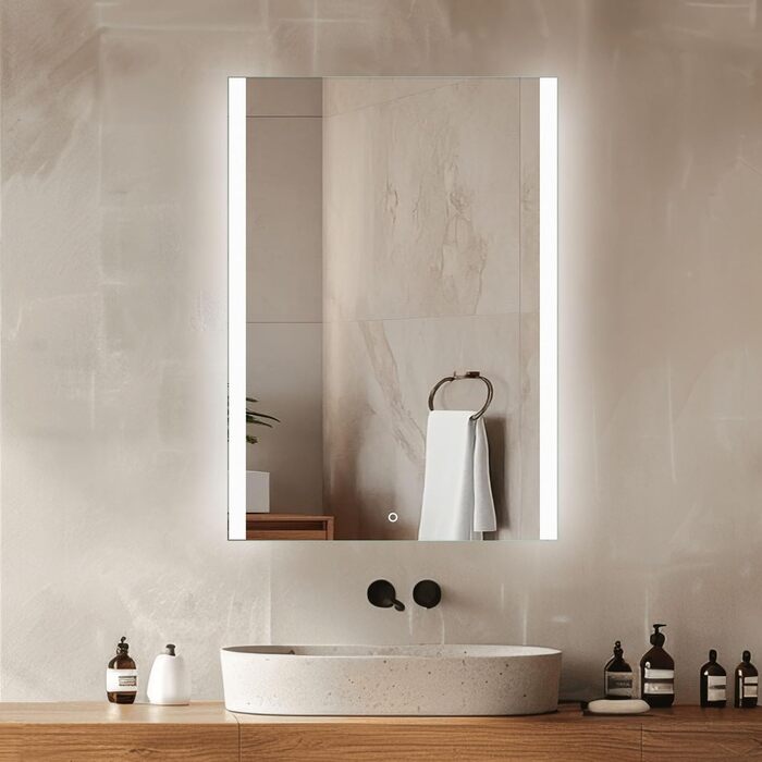 Дзеркало для ванної кімнати Venti 50x70 см з підсвічуванням, LED дзеркало для ванної кімнати, вертикальне, настінне