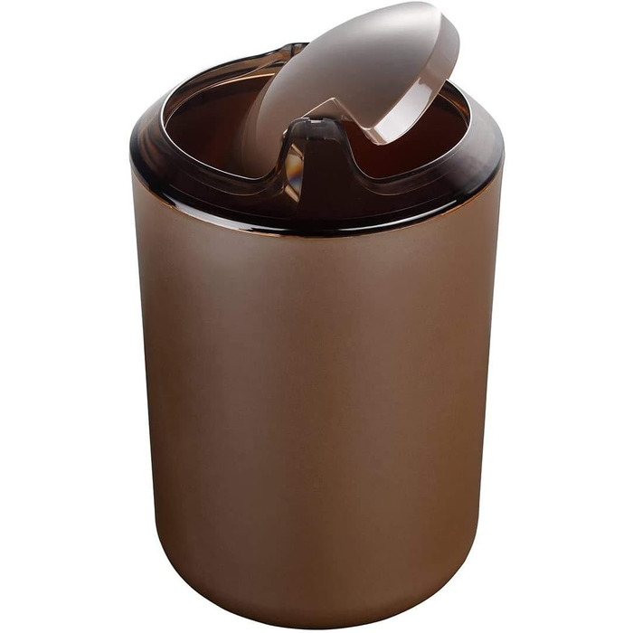 Комплект аксесуарів для ванної кімнати на 6 предметів з пластику, коричневий. Набір для ванної: дозатор для мила, тримач для зубних щіток, стакан, мильниця, щітка для унітазу, сміттєвий бачок.