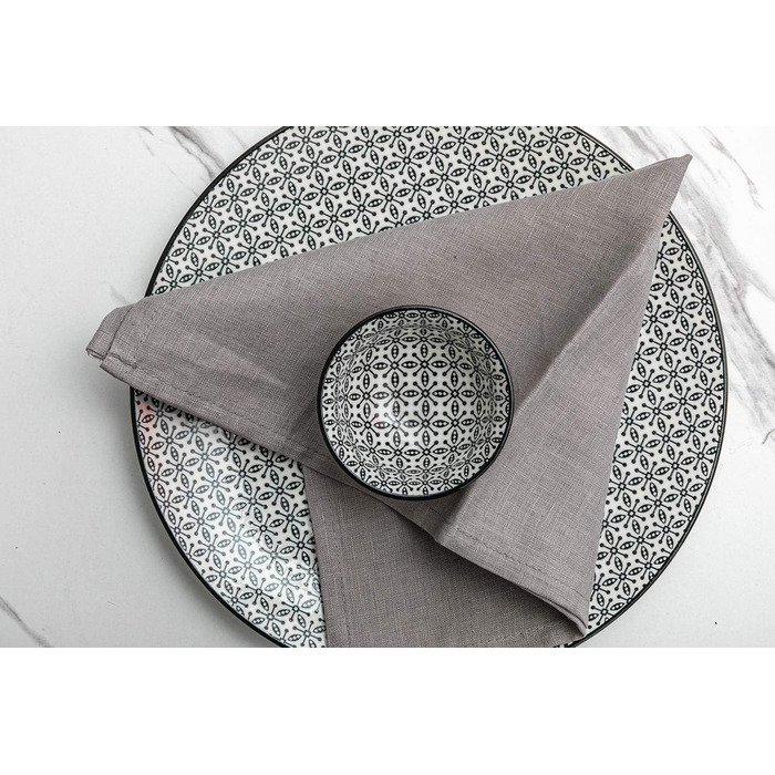 Linendo Linen Napkins, 100% Pure Linen, Grey, 38 x 38 cm, 6 Pieces, European Flax, Linen Napkins, Washable Reusable Cloth Napkins