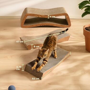 Кігтеточка для котів 3 в 1 XXL 75 см – міцна картонна поверхня для догляду за кігтями – до 2 років використання – економія місця – захист диванів та меблів (Mountain) (Білий) (Коричневий)