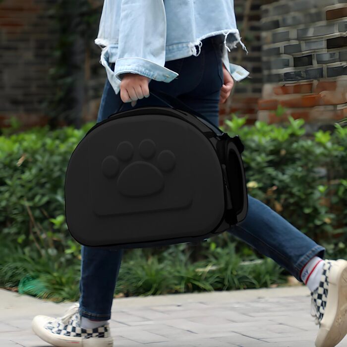 Транспортна переноска для кота/собаки Retoo, чорна, складана, для маленьких тварин (кіт, собака, кролик, цуценя)