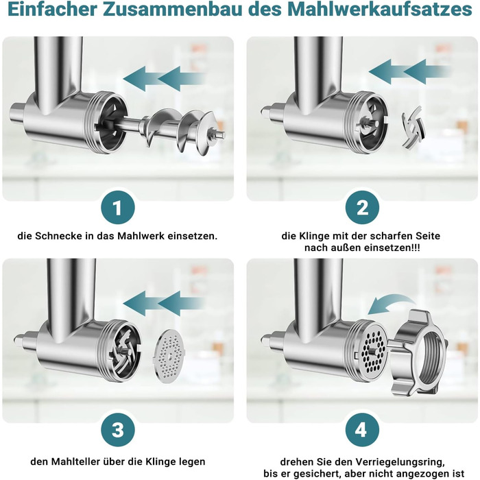 Електрична м'ясоподрібнювач насадка для KitchenAid Mixer, нержавіюча сталь