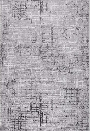 Килим SANAT Evra для вітальні - коротковорсовий килим з сучасним дизайном, підходить для вітальні, коридору, їдальні, спальні, кухні та дитячої кімнати (багатобарвний світло-сірий, 80x150 см), 80 x 150 см (прямокутний), багатобарвний світло-сірий