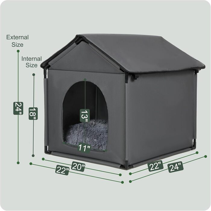 Будка для котів та собак: велика, м'яка, 56x51x46 см. Підходить для Бігль, Французький бульдог, Вельський коргі. З м'яким килимком.