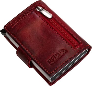 Чоловіче/жіноче картхолдер Volmer POP-UP з відділенням для монет, з натуральної шкіри, RFID захистом, вміщує до 11 карт, кольори: Hunter Green (зелений), Bordeaux Red (бордовий)