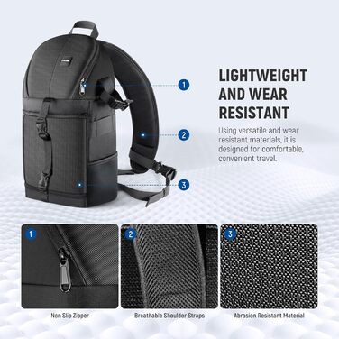 NEEWER Рюкзак для камери Profi з міцними петлями для DSLR, об'єктивів, штатива та аксесуарів. Водостійкий, з міцними швами та м'якими перегородками (Оранжевий інтер'єр) NW-XJB02S