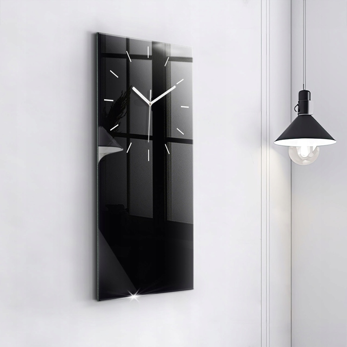 Великий настінний декоративний годинник із загартованого скла, чорний, 30x60 см