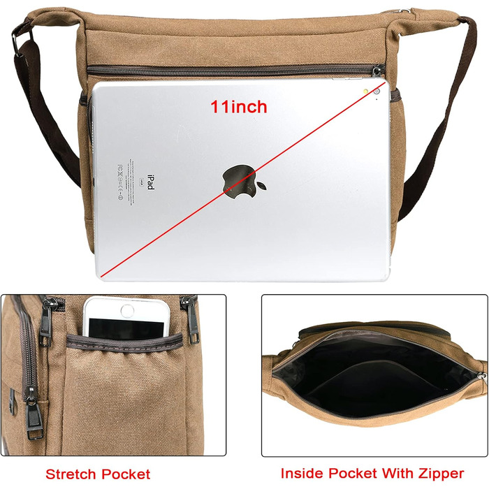 Чоловіча водонепроникна сумка через плече Jakago з тканини, сумка для роботи, подорожей, відпочинку, повсякденного використання, коричнева