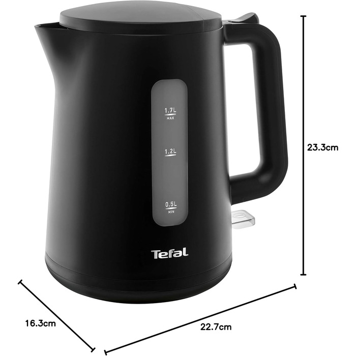 Електричний чайник Tefal Includeo KI5338, 1.7 л, 2400 Вт, з фільтром та протиковзкою ручкою, чорний