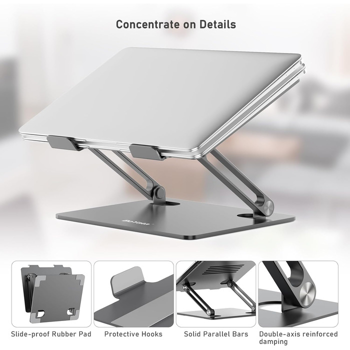 Adjustable Laptop Stand with Cooling Fan - Compatible with 11-15 inch Laptops (MacBook Pro/Air, Dell, Samsung, HP)