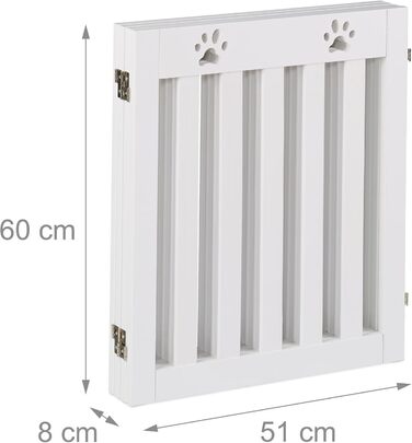 Захисне ворота для собак Relaxdays, самостійно встановлюється, 60 x 204 см, MDF, складане, білий