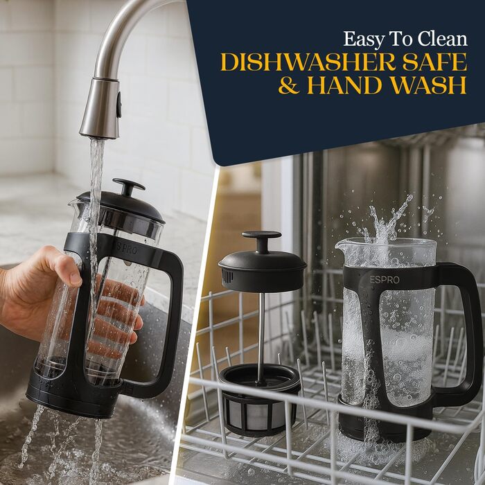 ESPRO P5 Френч-прес: кавомашина з запатентованим подвійним мікрофільтром, без осаду, з термостійкого боросилікатного скла