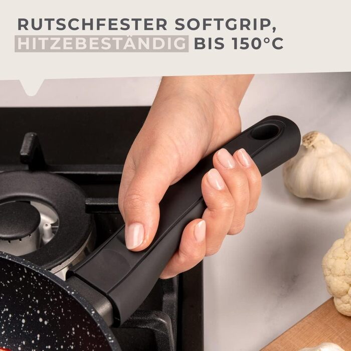 Набір сковорідок Fackelmann Marble 20 см та 24 см, антипригарне покриття, з 90% переробленого алюмінію, ергономічна ручка, індукційні (2 шт.)