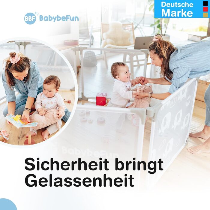 Дитячий манеж BabybeFun, складаний, захисна огорожа, посилена, 2-елементний комплект