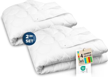 ZOLLNER 2-Piece Set 4-Seasons Duvet Cover - Skin-Friendly and Breathable Day Blanket - with Snap Buttons - Polyester - Washable up to 60°C - 220x240 cm - Hotel Quality - Oeko Tex® Certified 2x 220 x 240 cm White