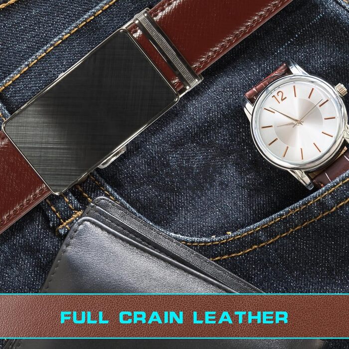 Чоловічий шкіряний ремінь на пряжці-защіпці, 35 мм, 130 см, для талії 28-44