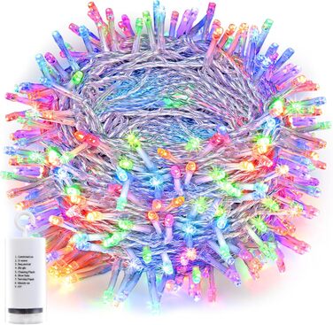 Льомкорічка Joomer на Різдво, 20 метрів, 200 LED, на батарейках, з таймером, 8 режимів, для прикраси ялинки, балкона, кімнати, вечірки, весілля, фестивалю, тепле біле світло, вологостійка, кольорові прозорі дроти
