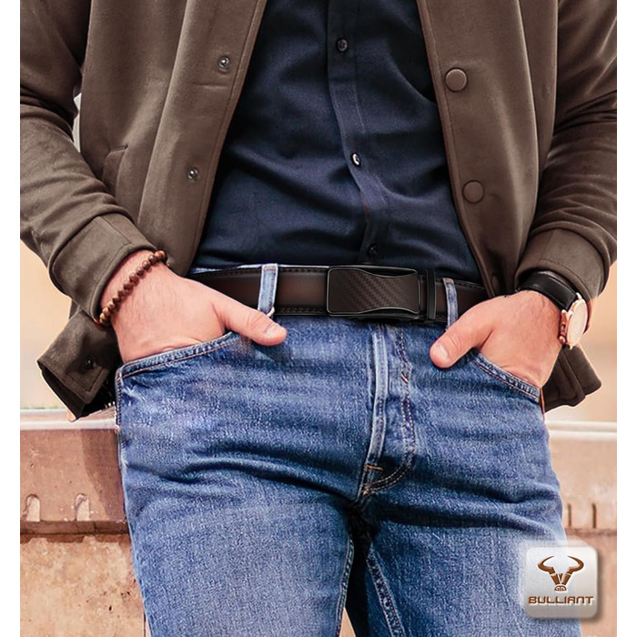 Чоловічий ремінь KEMISANT 2 шт. з автоматичною застібкою, шкіряний, регульований, 35 мм, з подарунковою коробкою