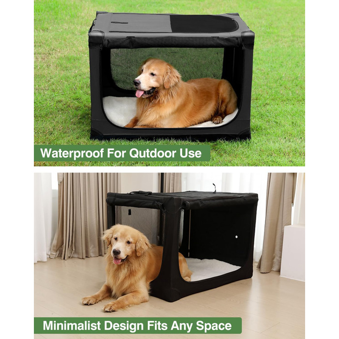 Складана переноска для собак середніх порід, 76x54x54 см, зелена/чорна (60x42x42 см)