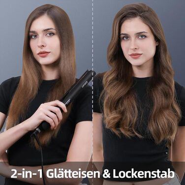 Dekuri 42mm Ceramic Hair Straightener - Water-Based Plates, Pink/Black - Adjustable 120°C-230°C