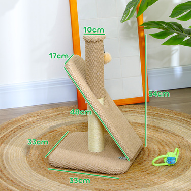 PawHut Scratching Post, 54cm Scratching Column, Sisal Cat Scratching Tree with Play Ball, Scratching Tree for Cats, Cat Scratching Furniture, Indoor, Cream White | Aosom