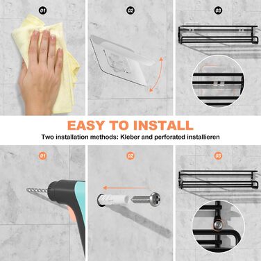 Настінна полиця для спецій, 2 шт. Організатор для спецій без свердління, металевий тримач для спецій з кріпленням на липучках та гвинтами, для кухонної шафи та комори